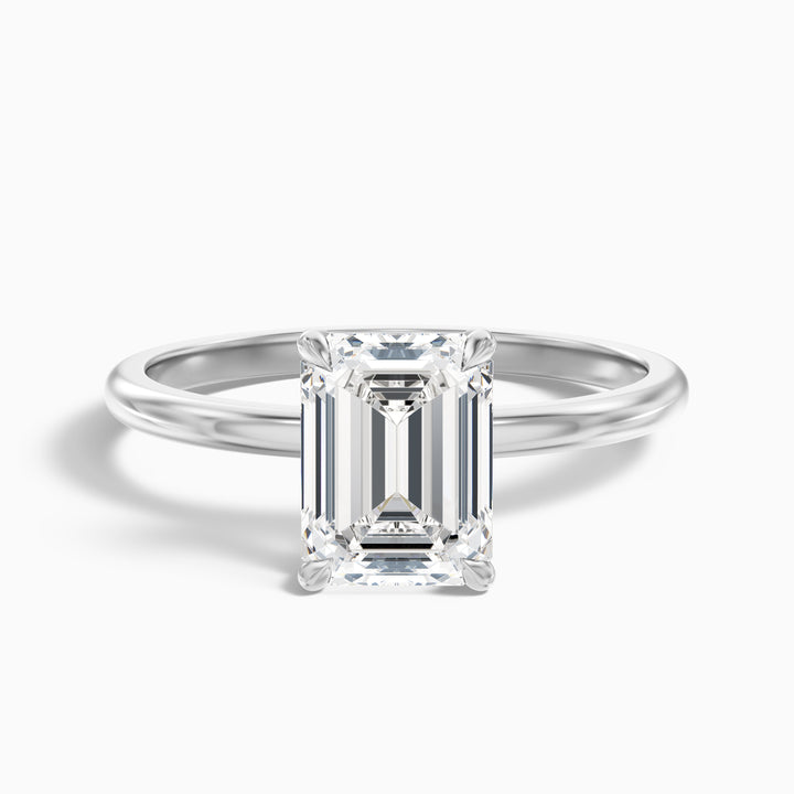 Dany 5 Carat Emerald Cut Hidden Halo Lab Grown Diamond Ring in 925 Sterling Silver