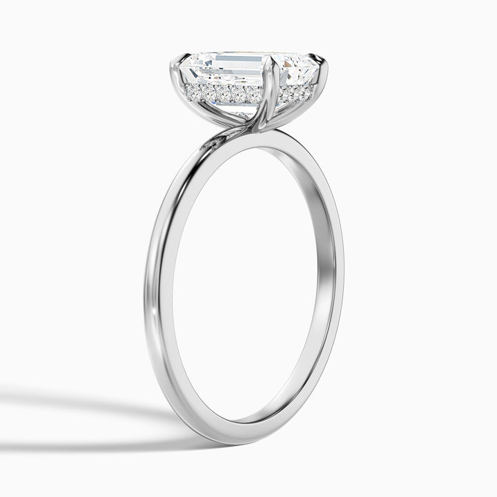 Dany 5 Carat Emerald Cut Hidden Halo Lab Grown Diamond Ring in 925 Sterling Silver