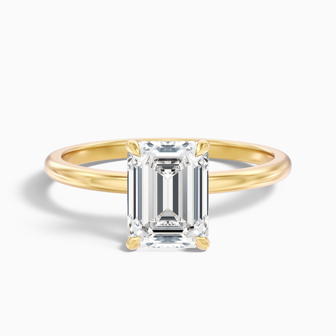 Dany 5 Carat Emerald Cut Hidden Halo Lab Grown Diamond Ring in 925 Sterling Silver