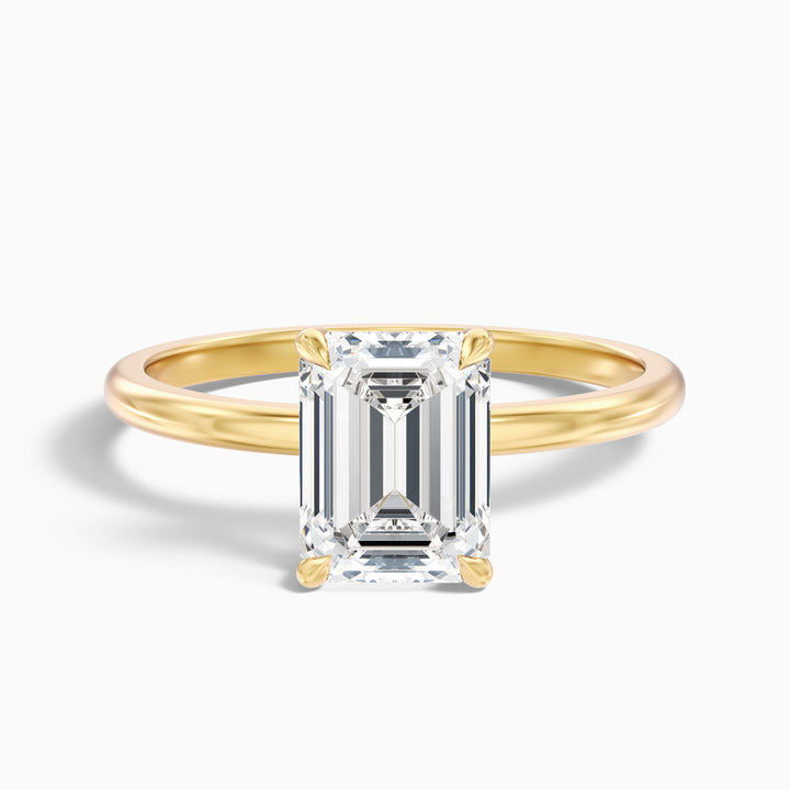 Dany 5 Carat Emerald Cut Hidden Halo Lab Grown Diamond Ring in 10k Yellow Gold