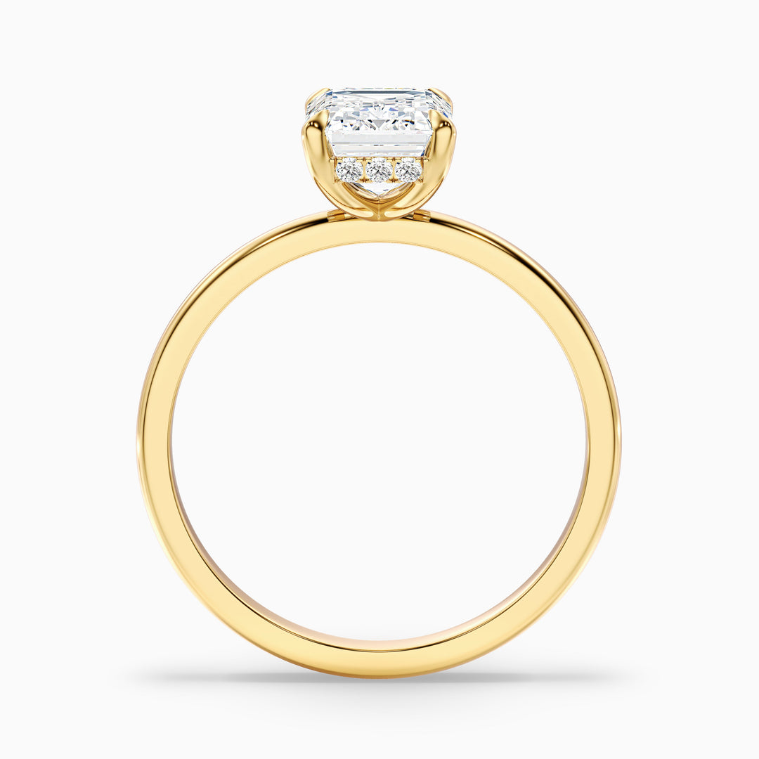 Dany 5 Carat Emerald Cut Hidden Halo Lab Grown Diamond Ring in 10k Yellow Gold