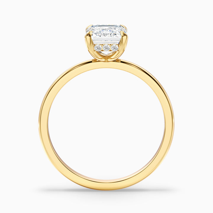Dany 5 Carat Emerald Cut Hidden Halo Lab Grown Diamond Ring in 10k Yellow Gold