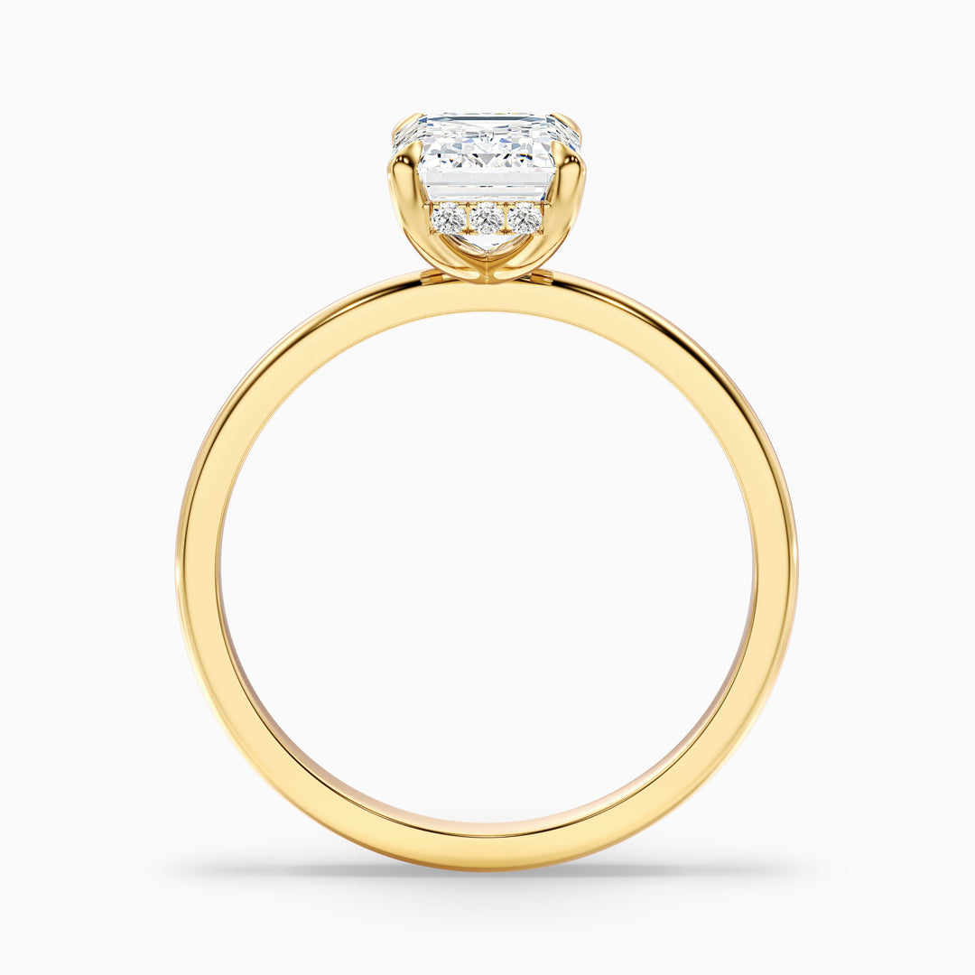 Dany 5 Carat Emerald Cut Hidden Halo Lab Grown Diamond Ring in 925 Sterling Silver