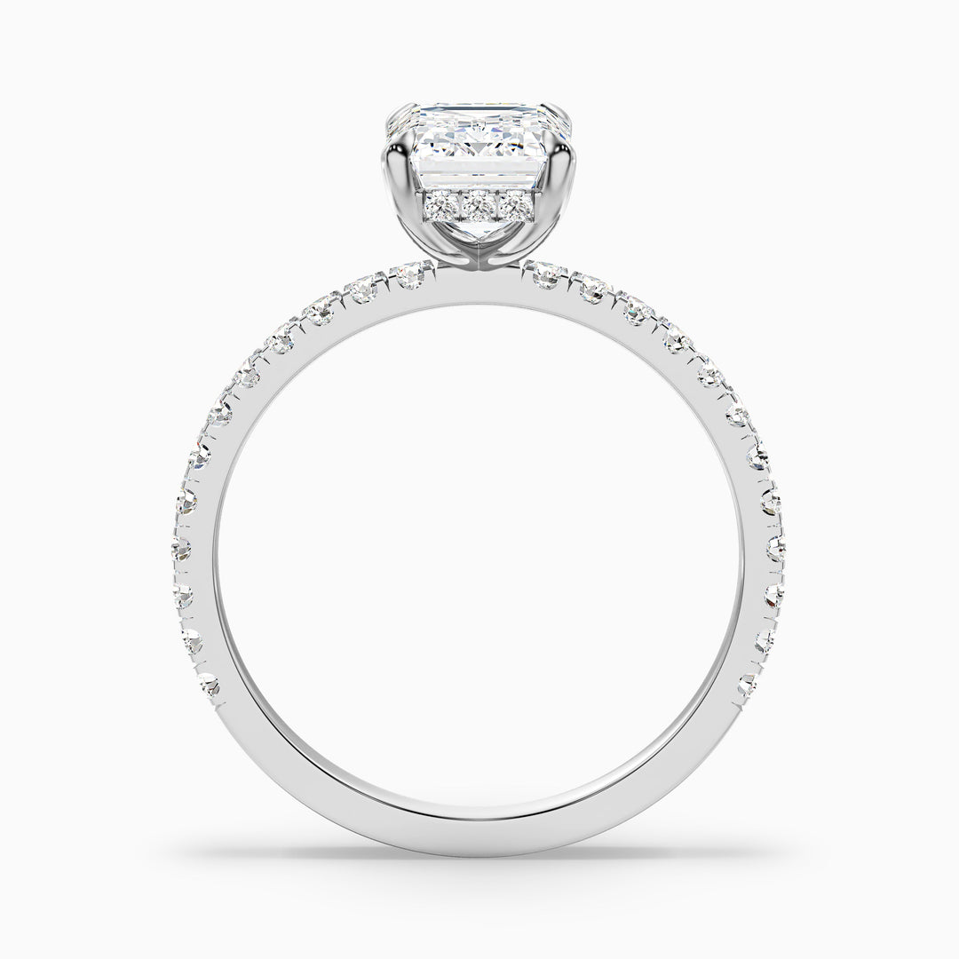Ayla 5 Carat Emerald Cut Hidden Halo Pave Moissanite Diamond Ring in 10k Yellow Gold