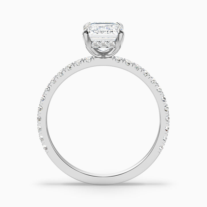Ayla 5 Carat Emerald Cut Hidden Halo Pave Moissanite Diamond Ring in 10k Yellow Gold
