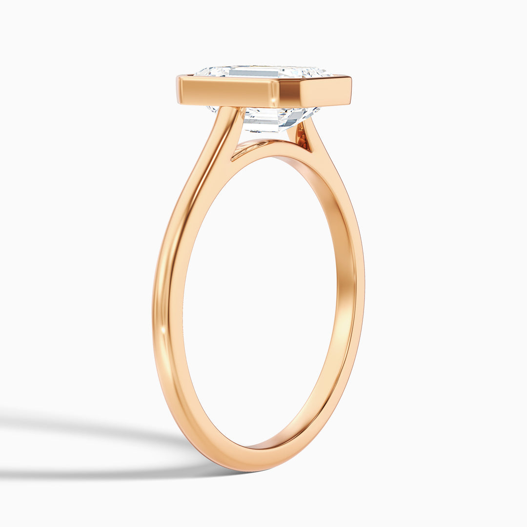 Eryn 1 Carat Emerald Cut Bezel Set Lab Grown Diamond Ring in 10k Rose Gold