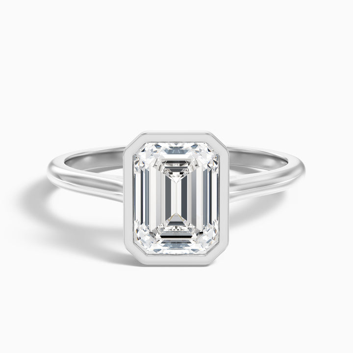 Eryn 3.5 Carat Emerald Cut Bezel Set Lab Grown Diamond Ring in 925 Sterling Silver