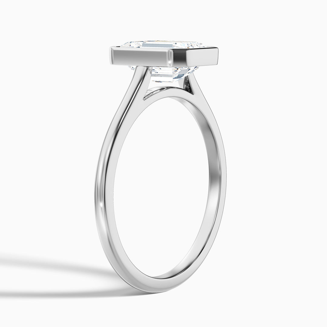Eryn 2 Carat Emerald Cut Bezel Set Lab Grown Diamond Ring in 10k White Gold