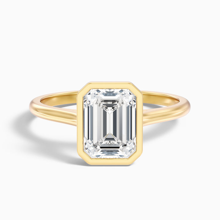 Eryn 5 Carat Emerald Cut Bezel Set Lab Grown Diamond Ring in 10k Yellow Gold
