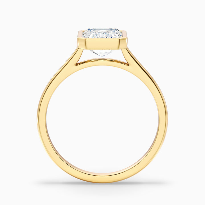 Eryn 5 Carat Emerald Cut Bezel Set Lab Grown Diamond Ring in 10k Yellow Gold