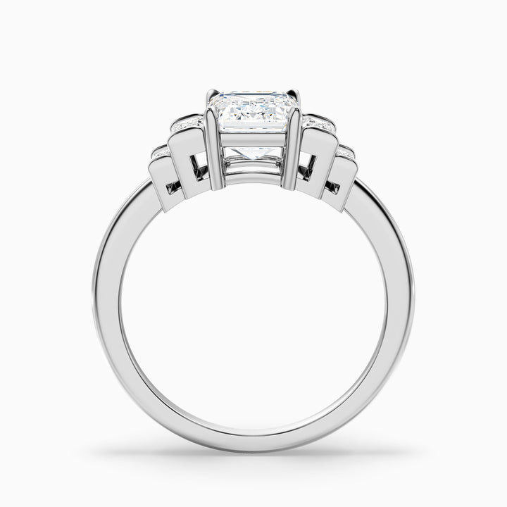 Kora 1 Carat Five Stone Emerald Cut With Baguette Side Stone Lab Grown Diamond Ring in 10k White Gold
