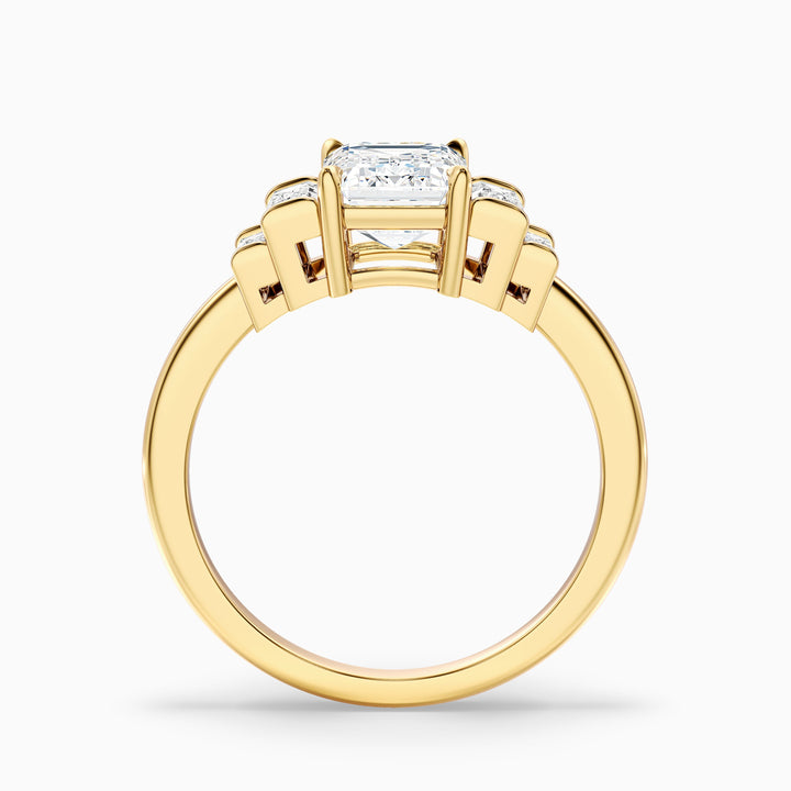 Kora 3 Carat Five Stone Emerald Cut With Baguette Side Stone Lab Grown Diamond Ring in 925 Sterling Silver