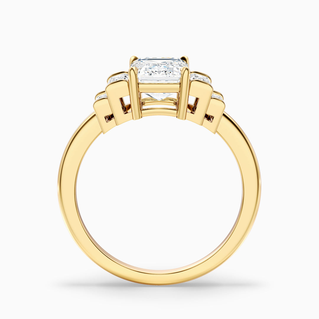 Kora 3 Carat Five Stone Emerald Cut With Baguette Side Stone Lab Grown Diamond Ring in 18k Rose Gold
