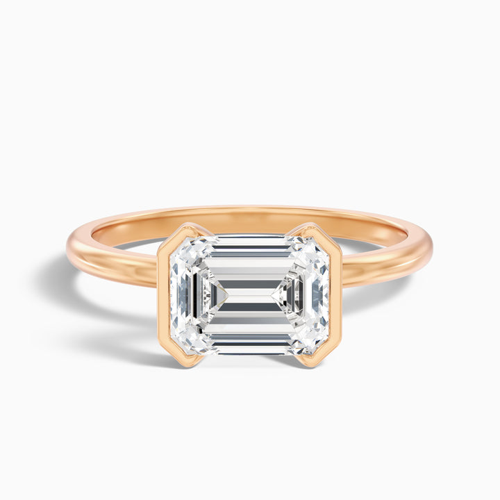 Lylah 5 Carat Emerald Half Bezel Lab Grown Diamond Ring in 10k Yellow Gold