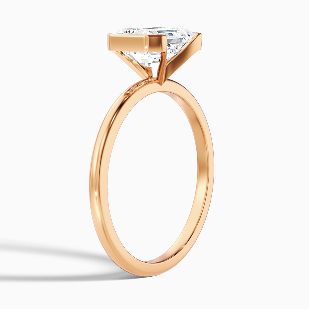 Mila 4 Carat Emerald Half Bezel Moissanite Diamond Ring in 10k Yellow Gold
