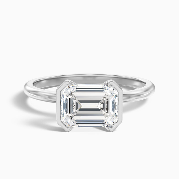 Lylah 1 Carat Emerald Half Bezel Lab Grown Diamond Ring in 10k White Gold