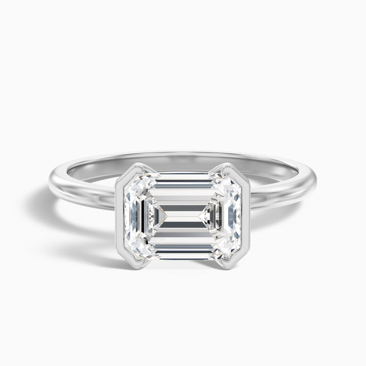 Mila 4 Carat Emerald Half Bezel Moissanite Diamond Ring in 925 Sterling Silver