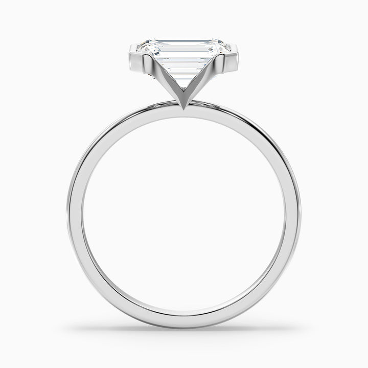 Mila 4 Carat Emerald Half Bezel Moissanite Diamond Ring in 925 Sterling Silver