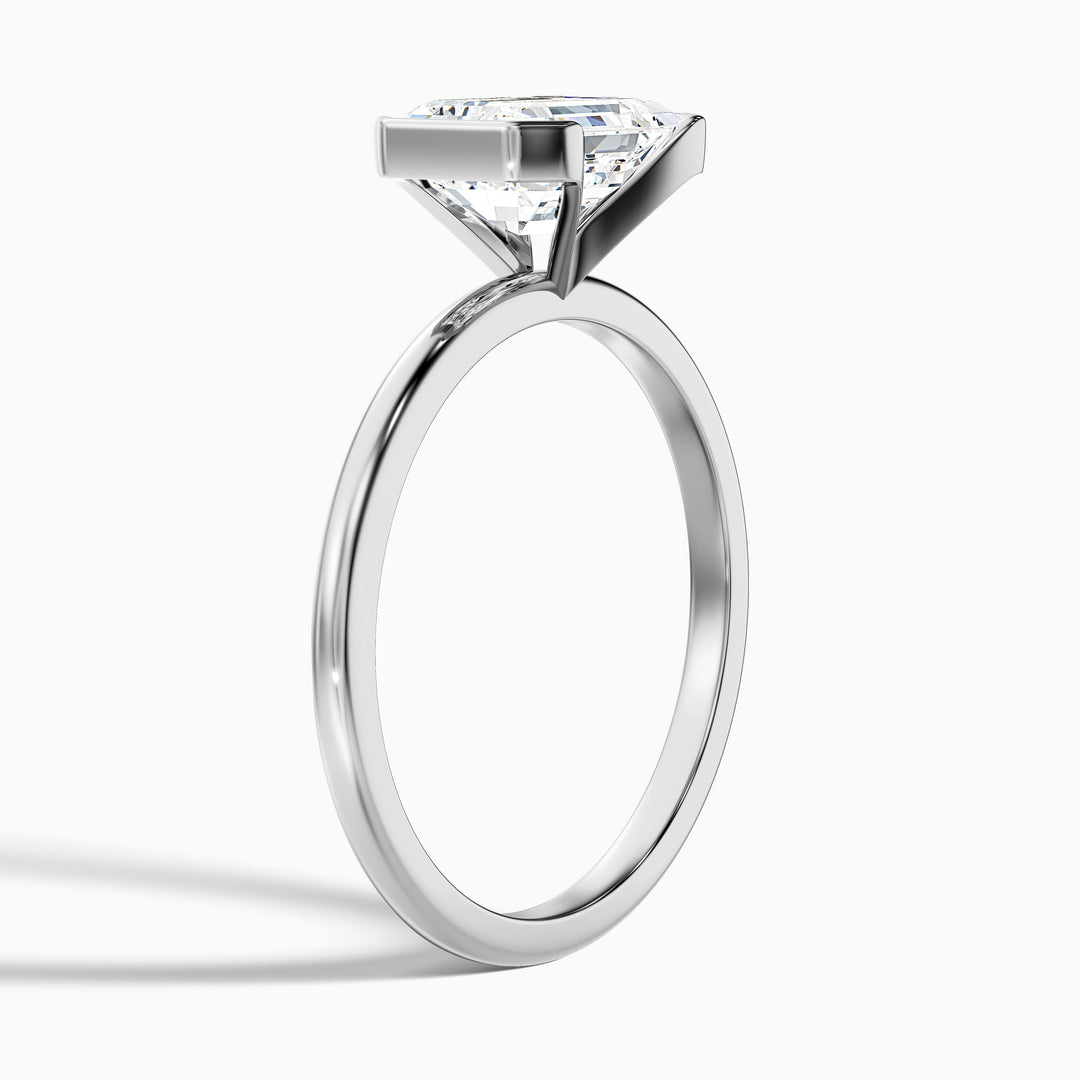 Mila 3 Carat Emerald Half Bezel Moissanite Diamond Ring in 925 Sterling Silver