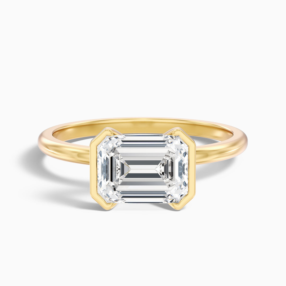 Lylah 1 Carat Emerald Half Bezel Lab Grown Diamond Ring in 10k White Gold