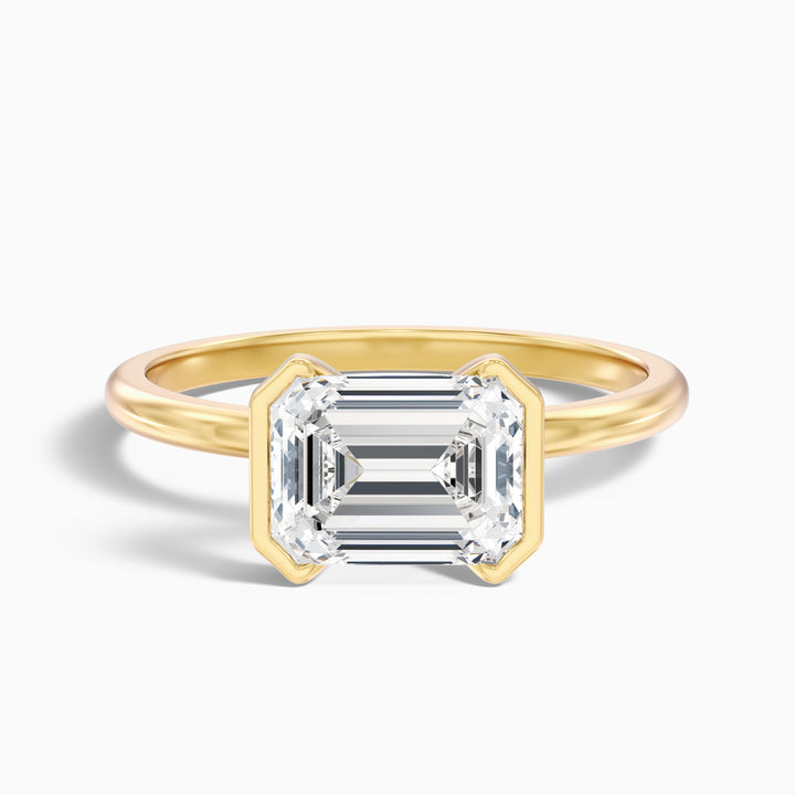 Lylah 1 Carat Emerald Half Bezel Lab Grown Diamond Ring in 10k White Gold