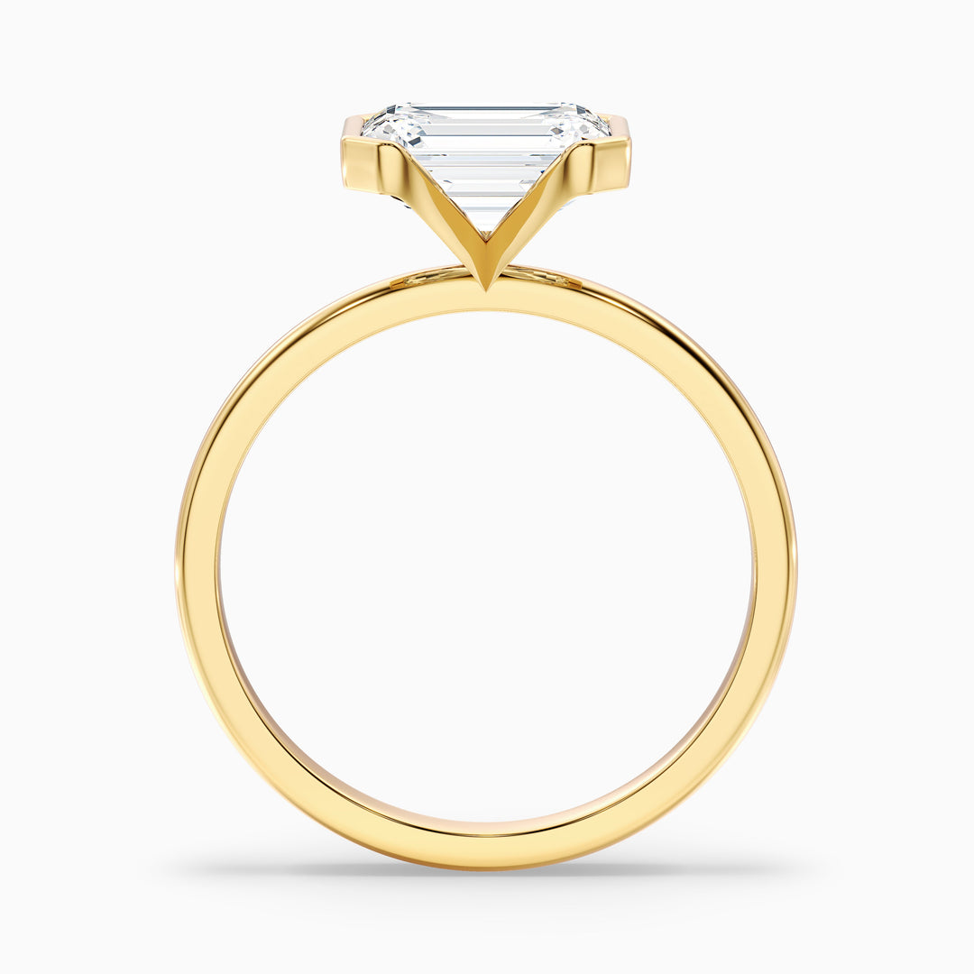 Lylah 4.5 Carat Emerald Half Bezel Lab Grown Diamond Ring in 10k Rose Gold