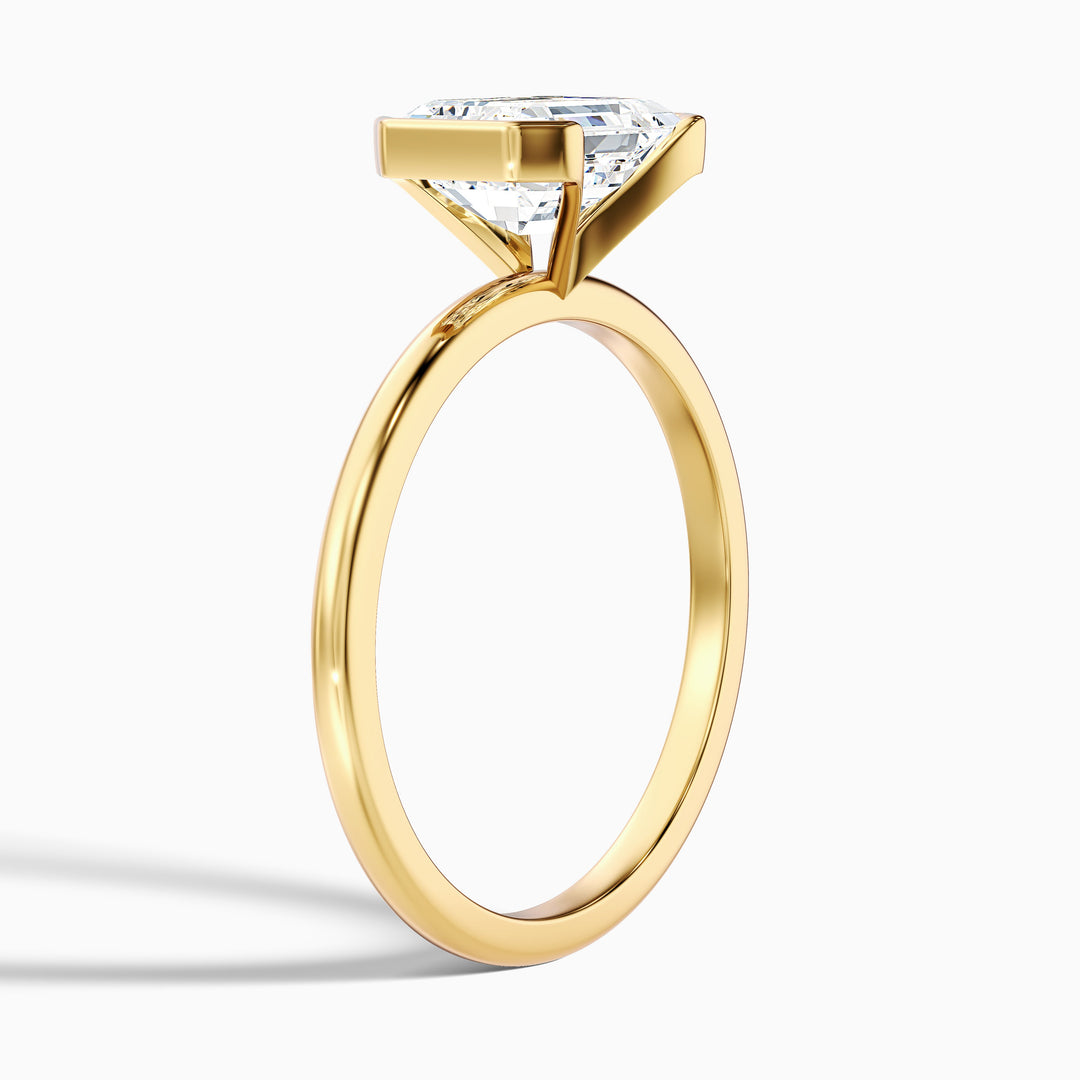 Lylah 4 Carat Emerald Half Bezel Lab Grown Diamond Ring in 10k Yellow Gold