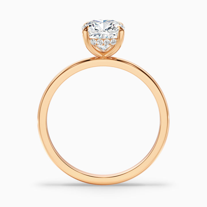Kyla 1 Carat Cushion Cut Hidden Halo Moissanite Diamond Ring in 10k Rose Gold