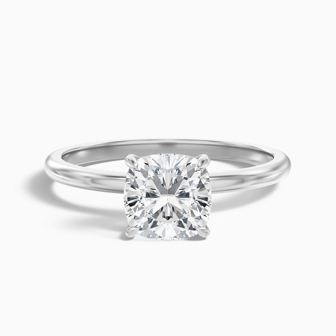 Ozie 1 Carat Cushion Cut Hidden Halo Lab Grown Diamond Ring in 925 Sterling Silver