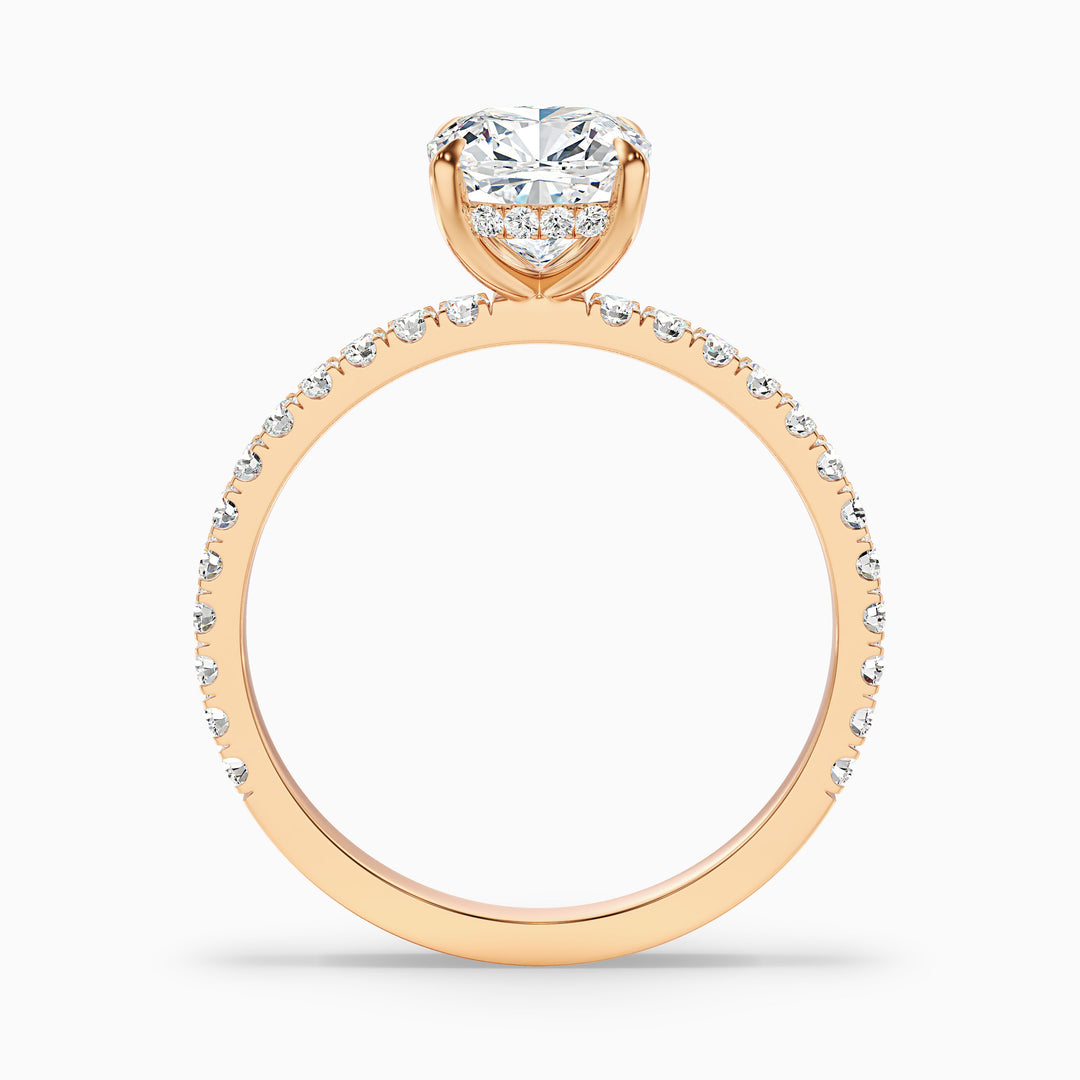 Gigi 1 Carat Cushion Cut Hidden Halo Pave Moissanite Diamond Ring in 10k Rose Gold