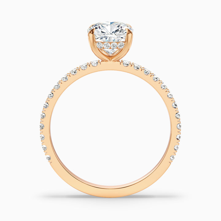 Gigi 1 Carat Cushion Cut Hidden Halo Pave Moissanite Diamond Ring in 10k Rose Gold