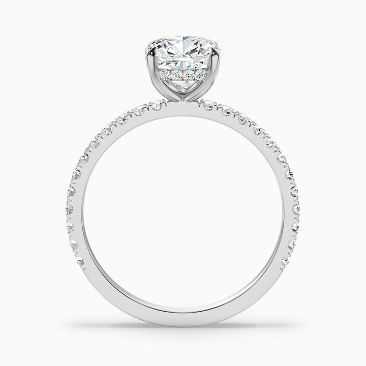 Amya 3 Carat Cushion Cut Hidden Halo Pave Lab Grown Diamond Ring in 925 Sterling Silver