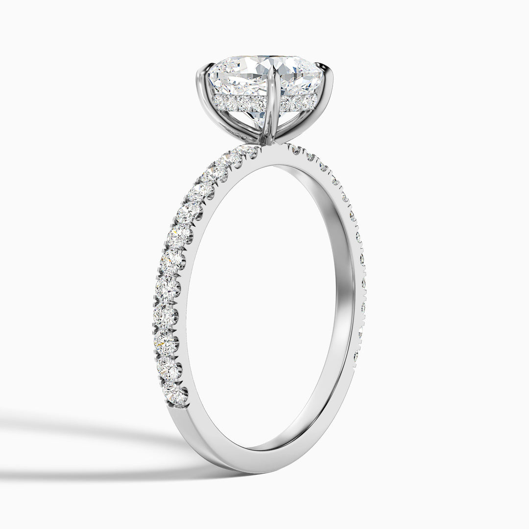 Amya 3 Carat Cushion Cut Hidden Halo Pave Lab Grown Diamond Ring in 925 Sterling Silver