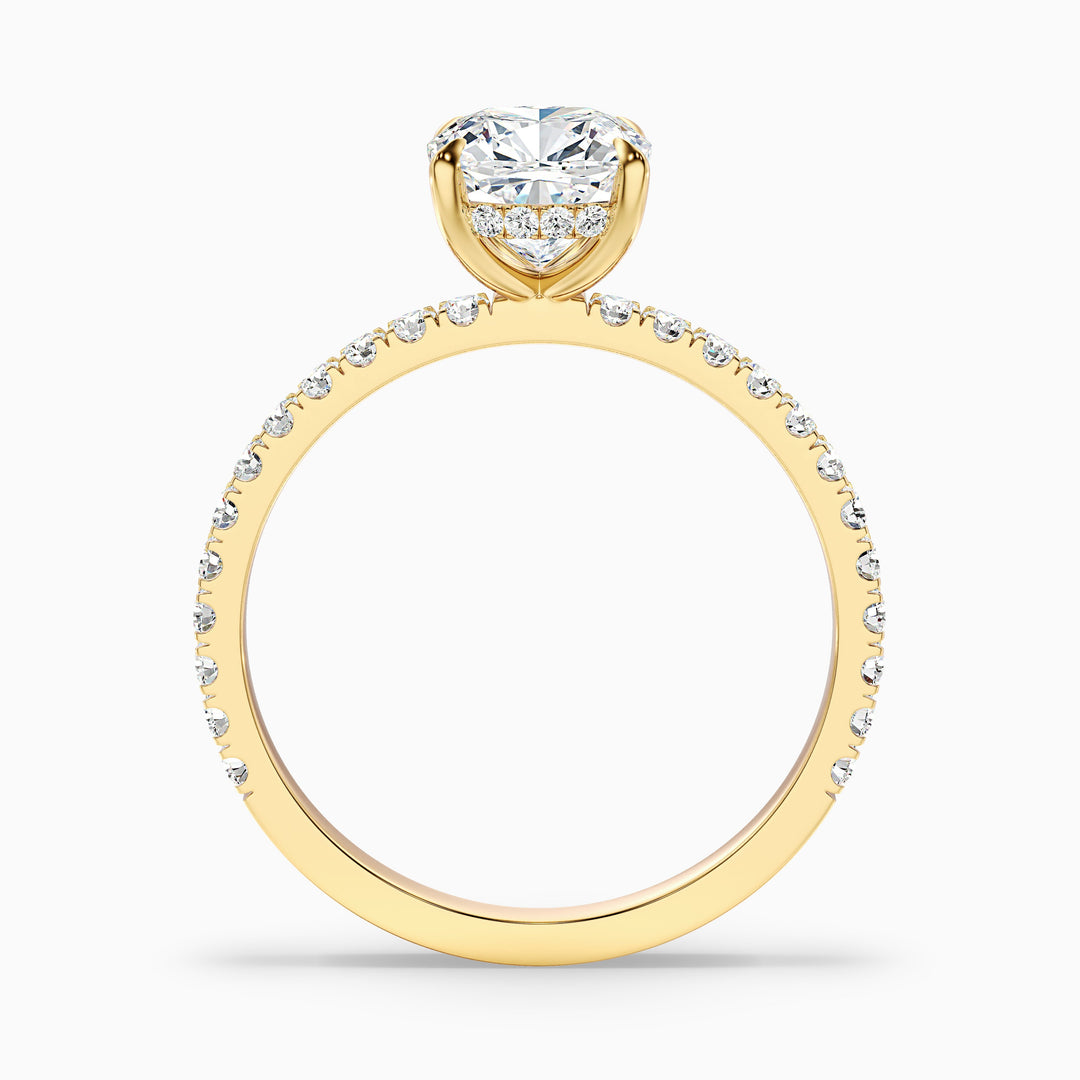 Amya 3 Carat Cushion Cut Hidden Halo Pave Lab Grown Diamond Ring in 925 Sterling Silver