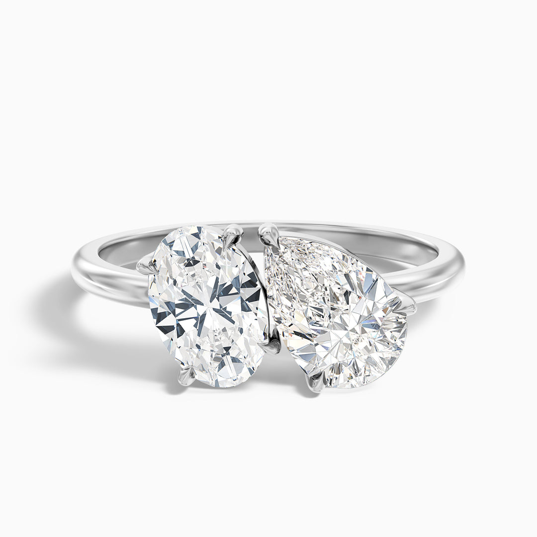 Heidi Toi Et Moi Ring in 925 Sterling Silver With Oval and Pear Two Stone Moissanite Diamond (2 Ct. Tw.)