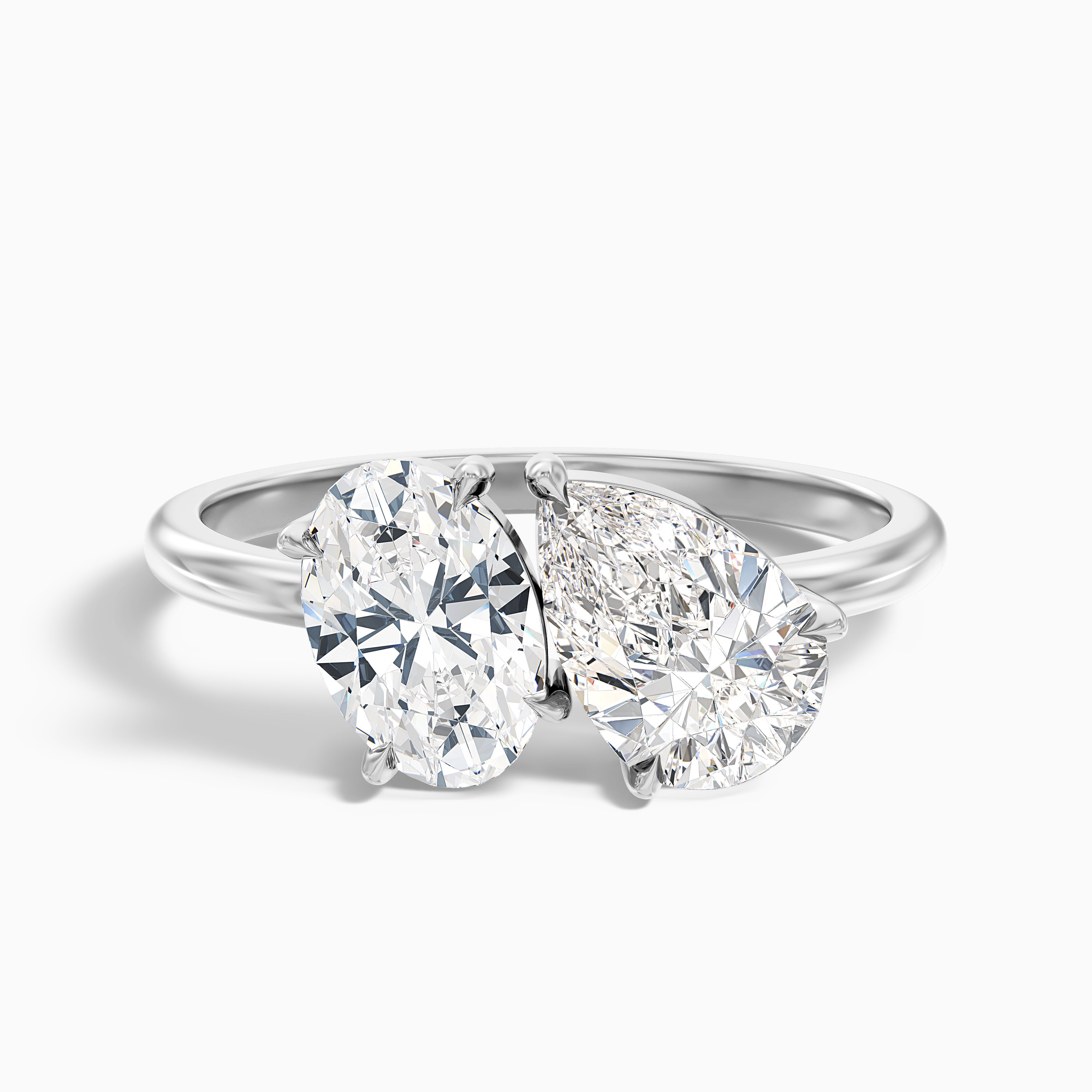 Heidi Toi Et Moi Ring in 18k White Gold With Oval and Pear Two Stone Lab Grown Diamond (2.5 Ct. Tw.)
