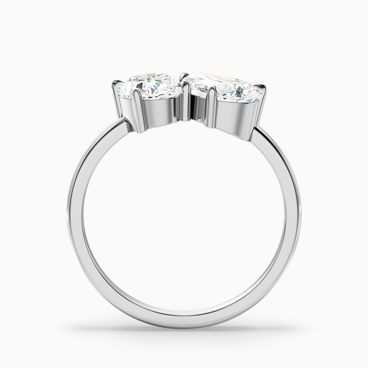 Heidi Toi Et Moi Ring in 925 Sterling Silver With Oval and Pear Two Stone Moissanite Diamond (3 Ct. Tw.)