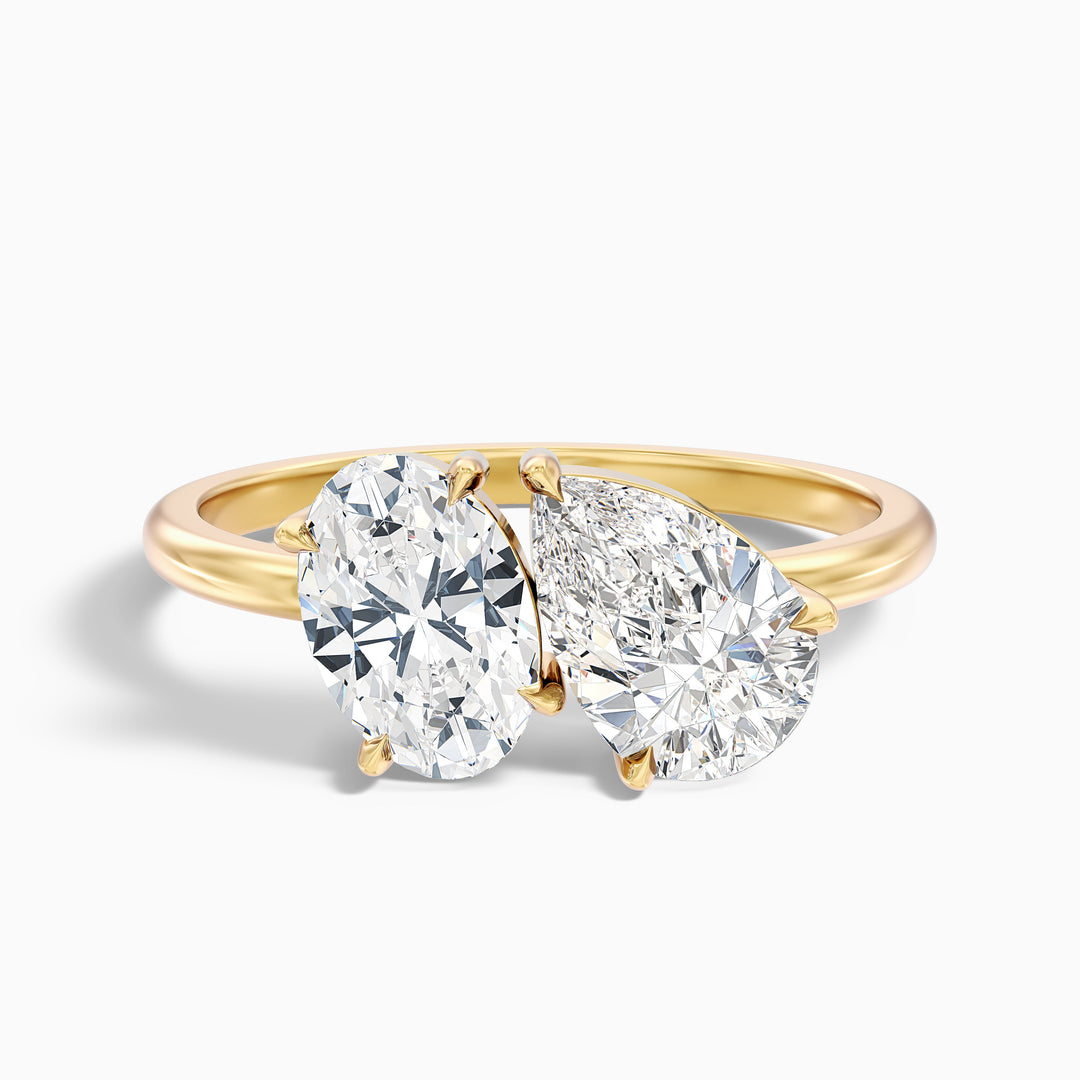 Heidi Toi Et Moi Ring in 18k Rose Gold With Oval and Pear Two Stone Lab Grown Diamond (4 Ct. Tw.)