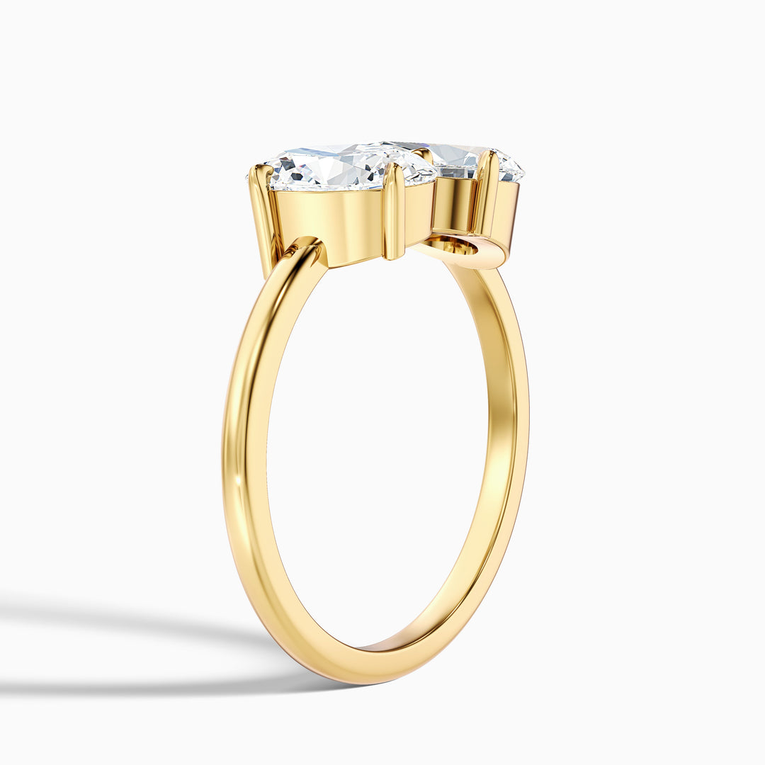 Heidi Toi Et Moi Ring in 10k Yellow Gold With Oval and Pear Two Stone Lab Grown Diamond (1 Ct. Tw.)