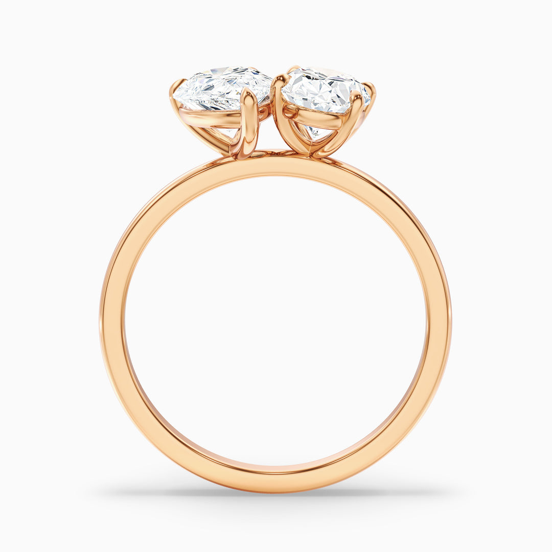 Nancy Toi Et Moi Ring in 14k Yellow Gold With Pear and Oval Two Stone Lab Grown Diamond (4 Ct. Tw.)