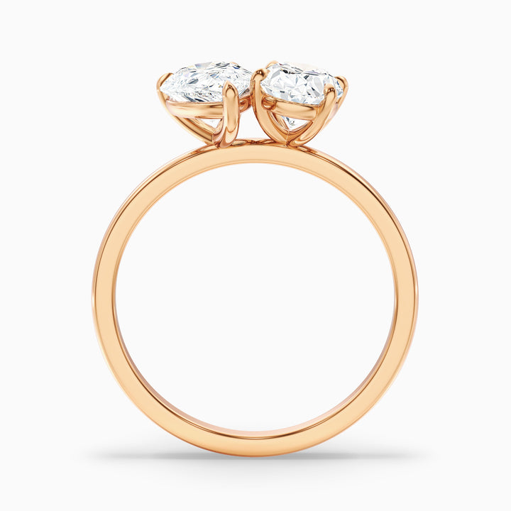 Nancy Toi Et Moi Ring in 925 Sterling Silver With Pear and Oval Two Stone Lab Grown Diamond (3.5 Ct. Tw.)