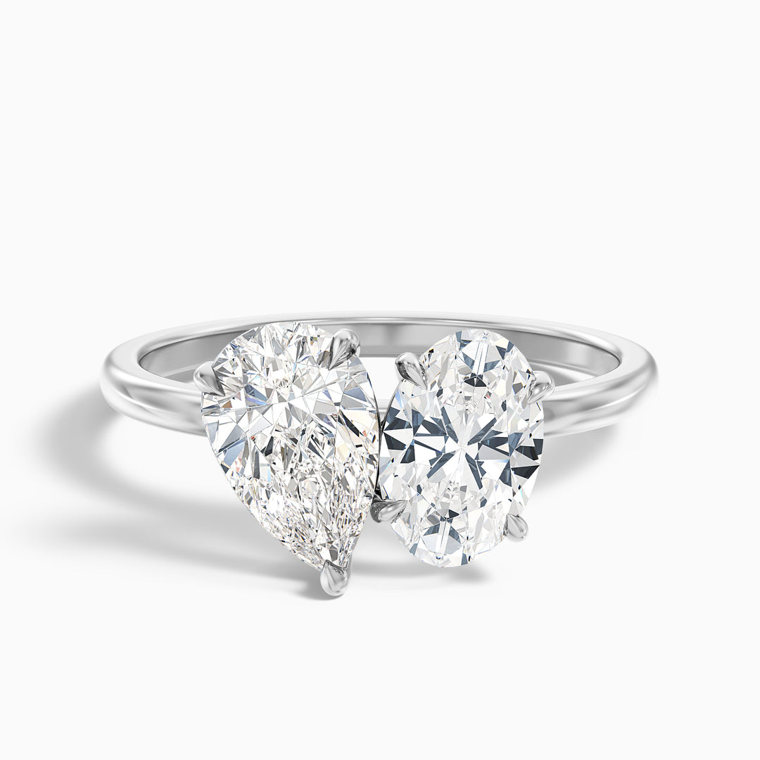 Nancy Toi Et Moi Ring in 14k Yellow Gold With Pear and Oval Two Stone Lab Grown Diamond (4 Ct. Tw.)