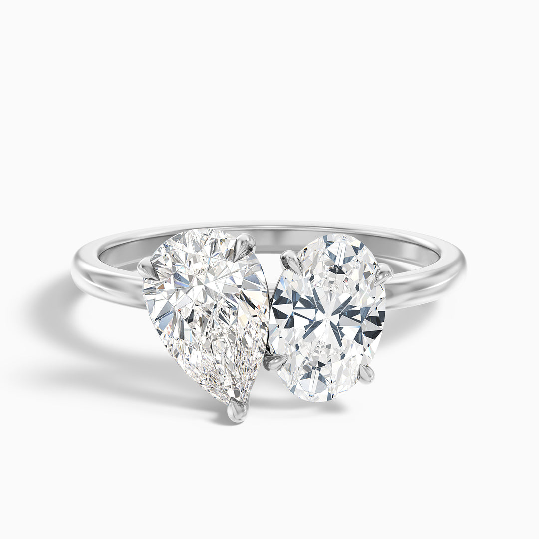 Nancy Toi Et Moi Ring in 925 Sterling Silver With Pear and Oval Two Stone Lab Grown Diamond (1.5 Ct. Tw.)