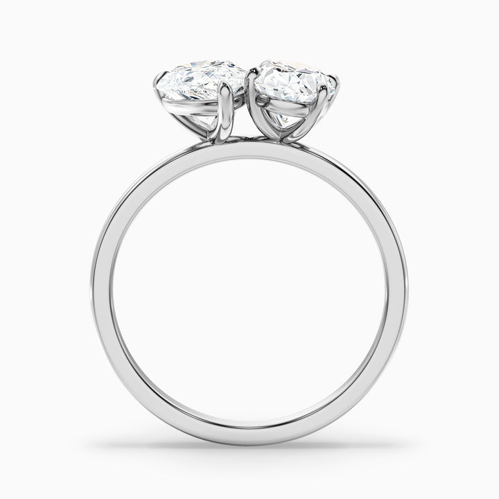 Nancy Toi Et Moi Ring in 925 Sterling Silver With Pear and Oval Two Stone Lab Grown Diamond (4.5 Ct. Tw.)