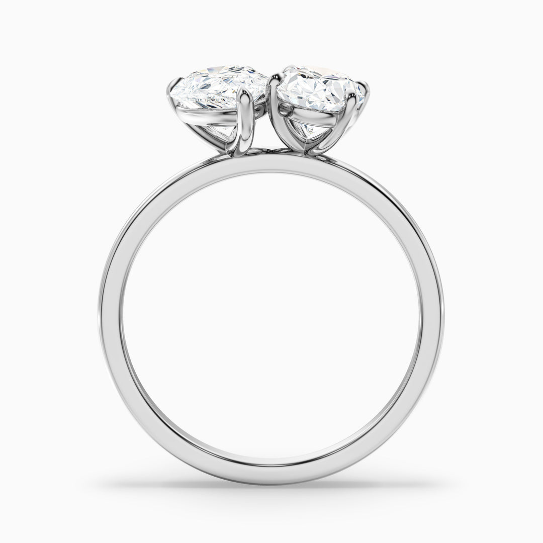 Nancy Toi Et Moi Ring in 925 Sterling Silver With Pear and Oval Two Stone Lab Grown Diamond (3.5 Ct. Tw.)