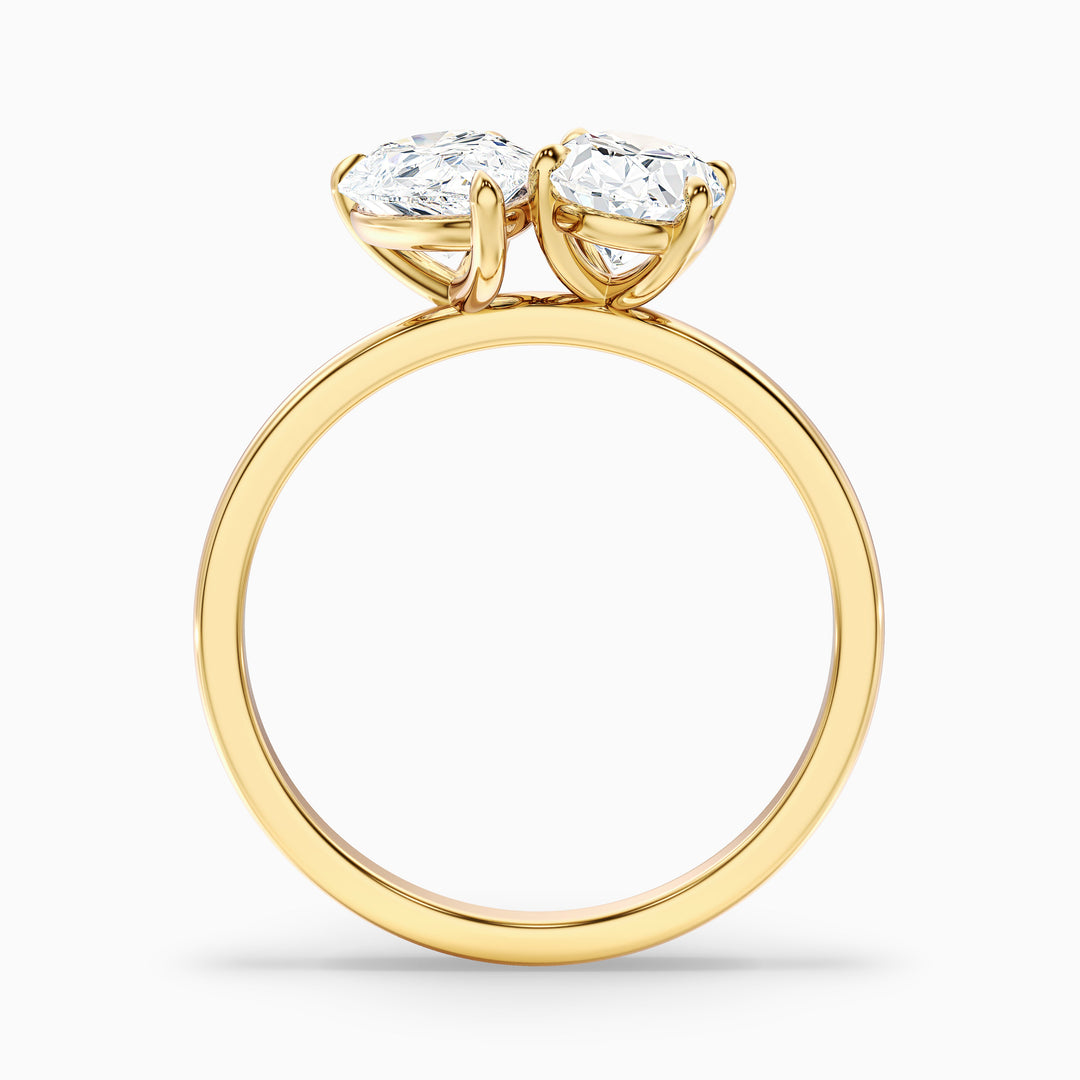 Nancy Toi Et Moi Ring in 14k Yellow Gold With Pear and Oval Two Stone Lab Grown Diamond (4 Ct. Tw.)