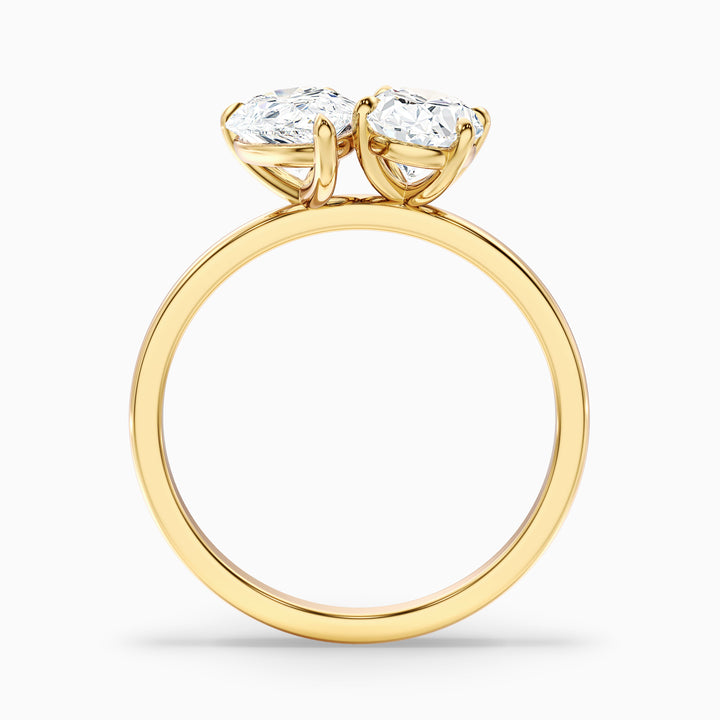 Nancy Toi Et Moi Ring in 14k Yellow Gold With Pear and Oval Two Stone Lab Grown Diamond (4 Ct. Tw.)