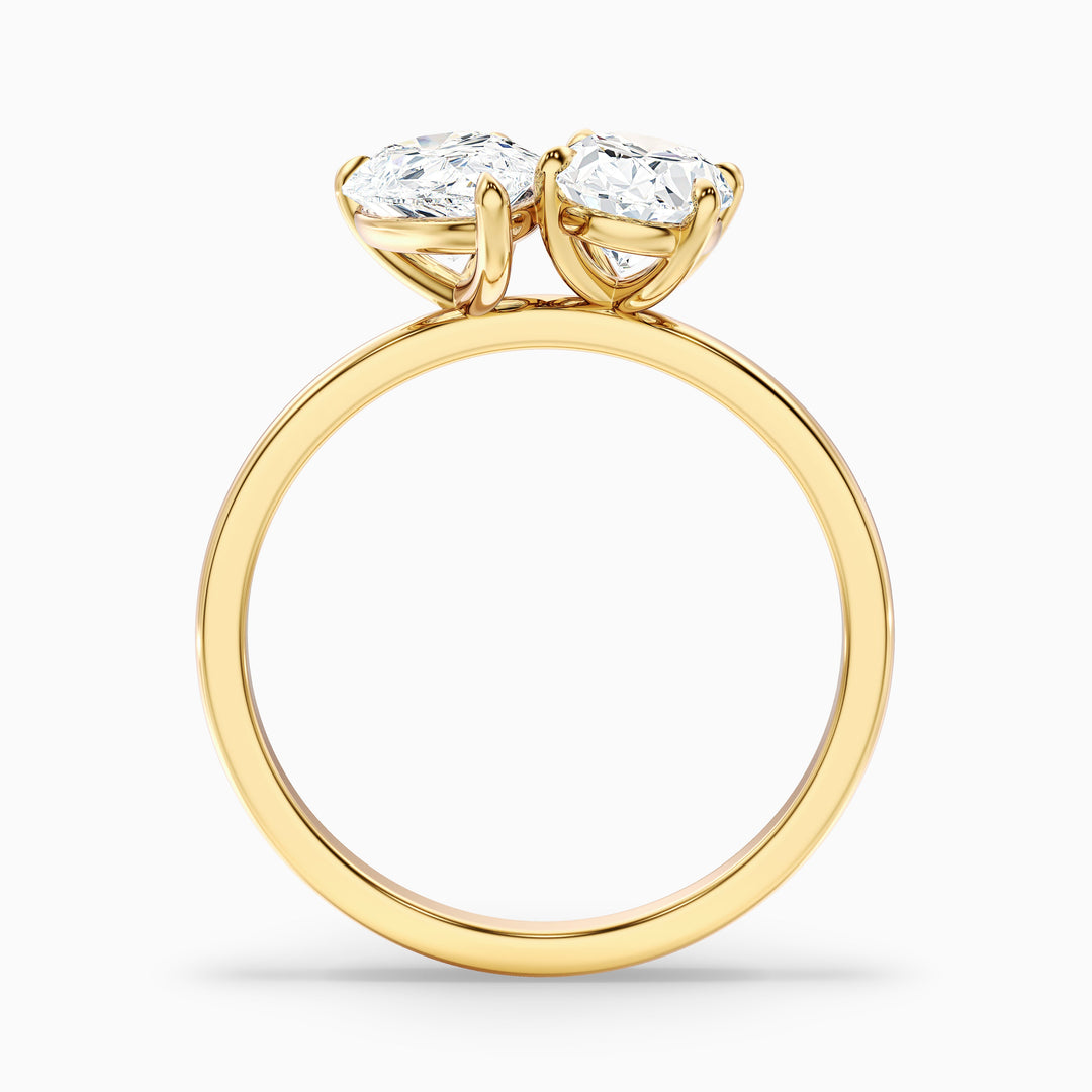 Nancy Toi Et Moi Ring in 925 Sterling Silver With Pear and Oval Two Stone Lab Grown Diamond (4.5 Ct. Tw.)