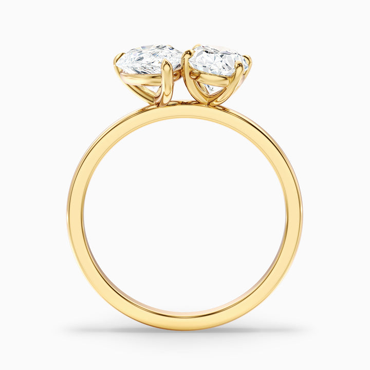 Nancy Toi Et Moi Ring in 925 Sterling Silver With Pear and Oval Two Stone Moissanite Diamond (2.5 Ct. Tw.)