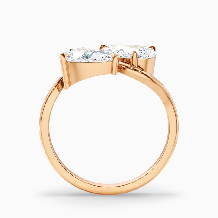 Paula Toi Et Moi Ring in 925 Sterling Silver With Both Pear Two Stone Moissanite Diamond (2 Ct. Tw.)